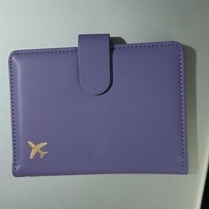 Purple Passport Holder with Gold Airplane